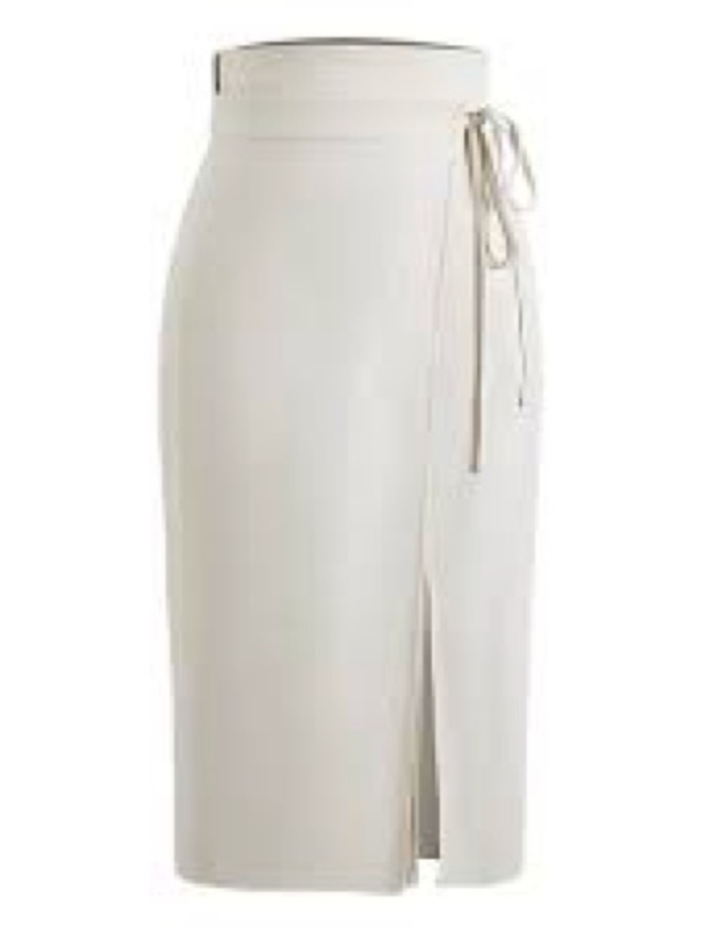 Commense Cream Pencil Skirt with Side Tie and Front Slit